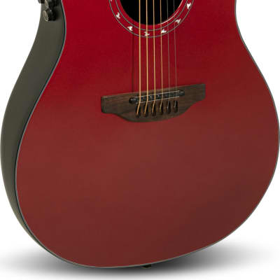Ovation Ultra Mid-Depth Acoustic-Electric Guitar, Vampira Red w/ Gig Bag image 2