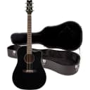 Jasmine JD39CE-BLK Dreadnought Cutaway Acoustic Electric Guitar with Case, Black