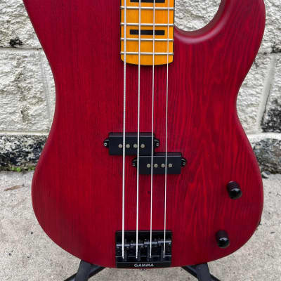 GAMMA Custom Bass Guitar P22-02, Alpha Model, Transparent Valencia Red Ash image 3
