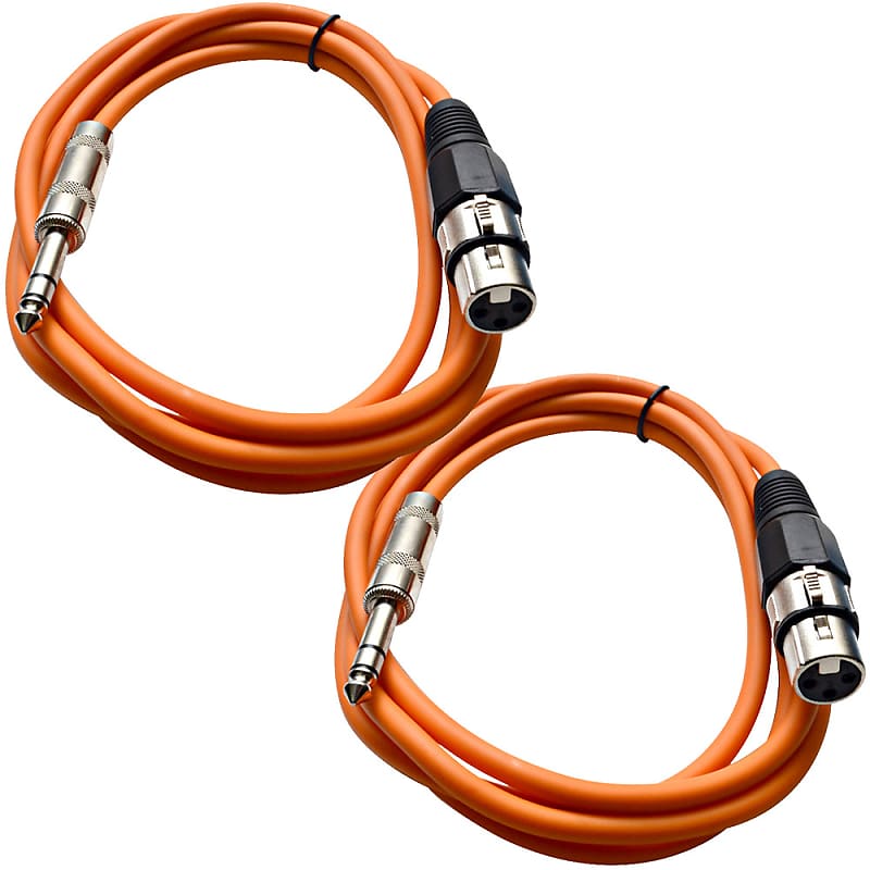 2 Pack of 1/4 Inch to XLR Female Patch Cables 6 Foot Extension Cords Jumper - Orange and Orange image 1