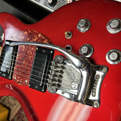 Mosrite Brass Rail electric guitar - Metallic Red image 6