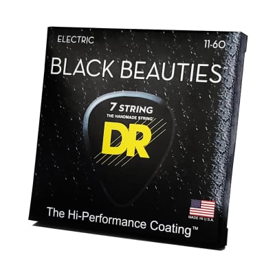 DR Strings Black Beauties Black Colored Electric Guitar Strings: 7-String Heavy 11-60 image 4