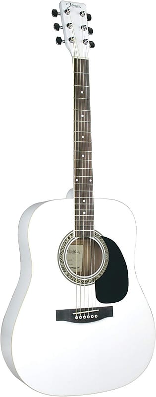Johnson JG-620-W 620 Player Series Acoustic Guitar, White image 1