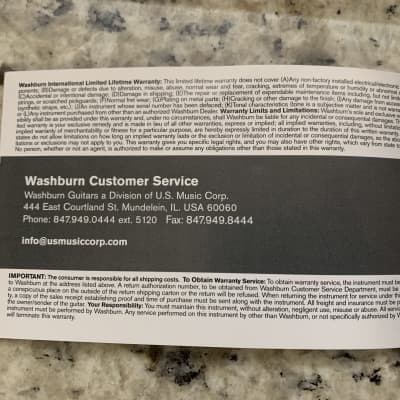 Washburn Warranty Card & Hang Tag image 5