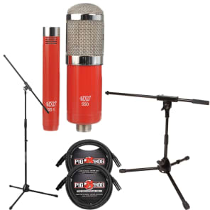 MXL 550/551 Condenser Microphone Kit + Tall and Short Boom Mic Stands + Cables image 1