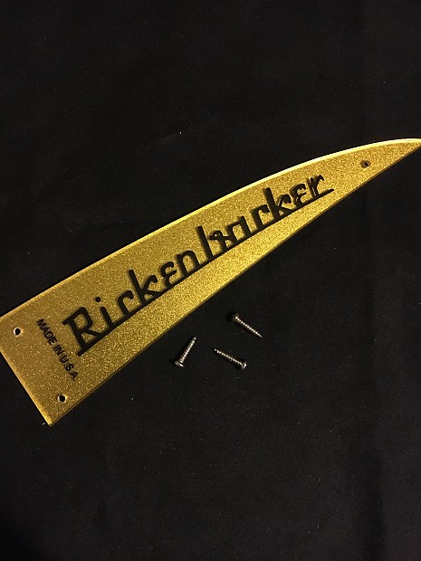 Rickenbacker Gold Sparkle Truss Rod Cover Name Plate Logo Aftermarket image 1