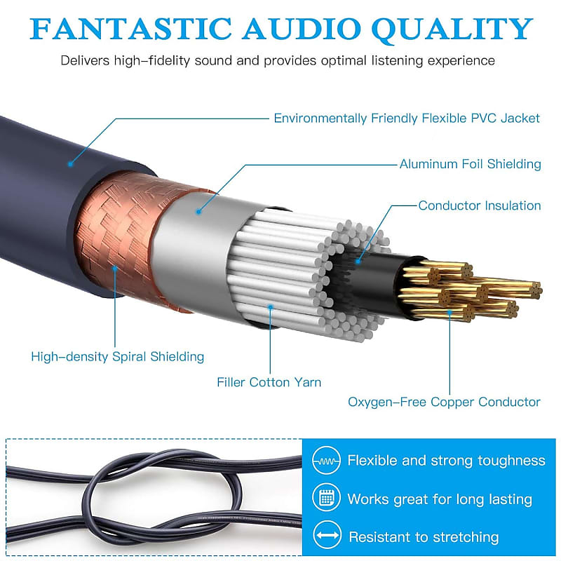  J&D XLR to 3.5mm Microphone Cable, PVC Shelled XLR Female to 3.5mm  1/8 inch TRS Male Balanced Cable XLR to TRS 1/8 inch Adapter for DSLR  Camera, Computer Sound Card, 3