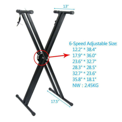 Electric Keyboard Piano Double X-Brace Construction Stand Adjustable Dual Tube image 3