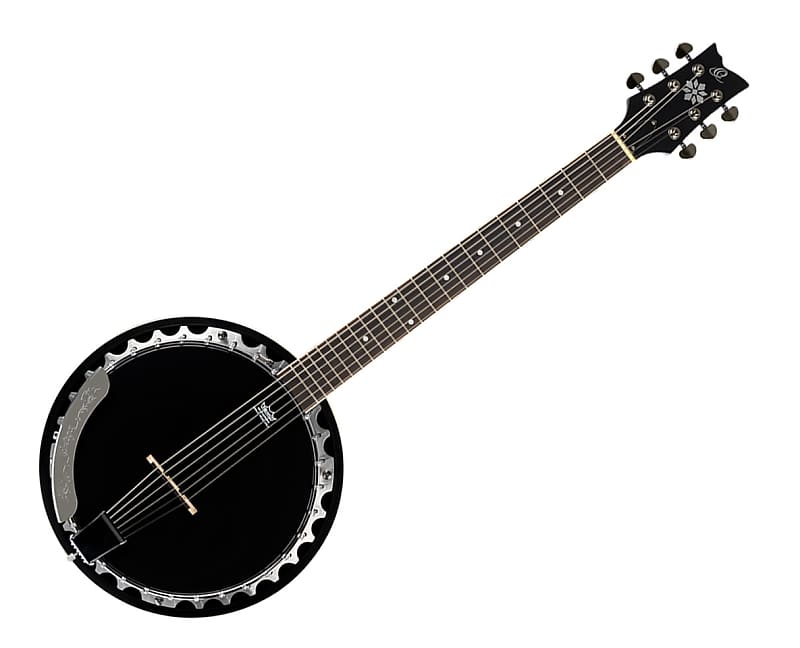 Ortega Guitars OBJ350/6-SBK Raven Series 6-String Banjo - Black image 1