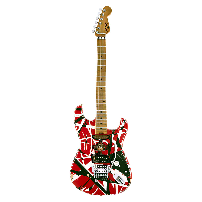 EVH Striped Series Frankenstein Frankie, Maple Fingerboard, Red with Black Stripes Relic image 1