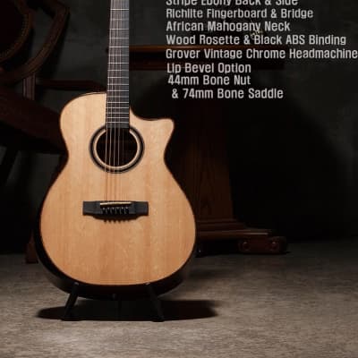 Bentivoglio MP123lvc Acoustic Guitar Bevel Cut  Cutaway Grand Concert Body Demo image 9