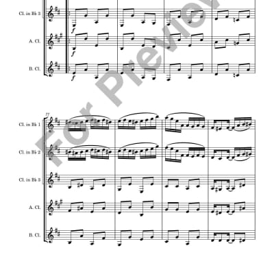Clarinet Quartet Sheet Music - Paragon Rag (Scott Joplin). Arranged for clarinet quartet. Full Score and Parts. image 8