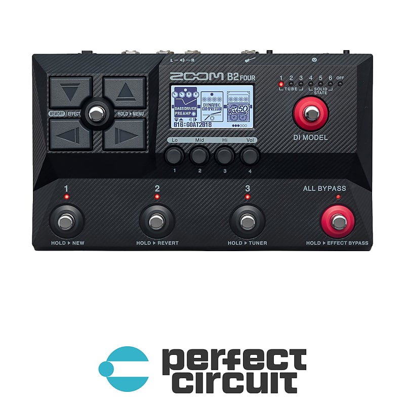 Zoom B2 FOUR Bass Amp + Effects Simulator Pedal Reverb