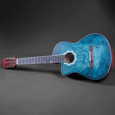 Lindo B-STOCK Left-Handed 960CEQ Picasso Blue Classical Electro-Acoustic Guitar & 10mm Padded Gigbag image 7