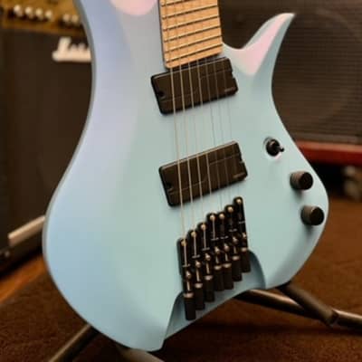 BlacKat Guitars HDA 7 【Custom Order Model】【7 String】 2022 - Solid Pearlescent Light Blue with Purple Haze image 1