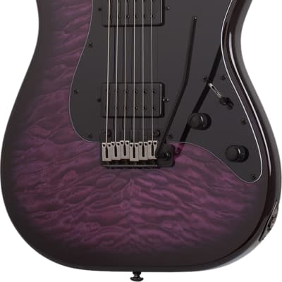 Schecter Traditional Pro Electric Guitar, Ebony Fingerboard, Transparent Purple Burst image 2