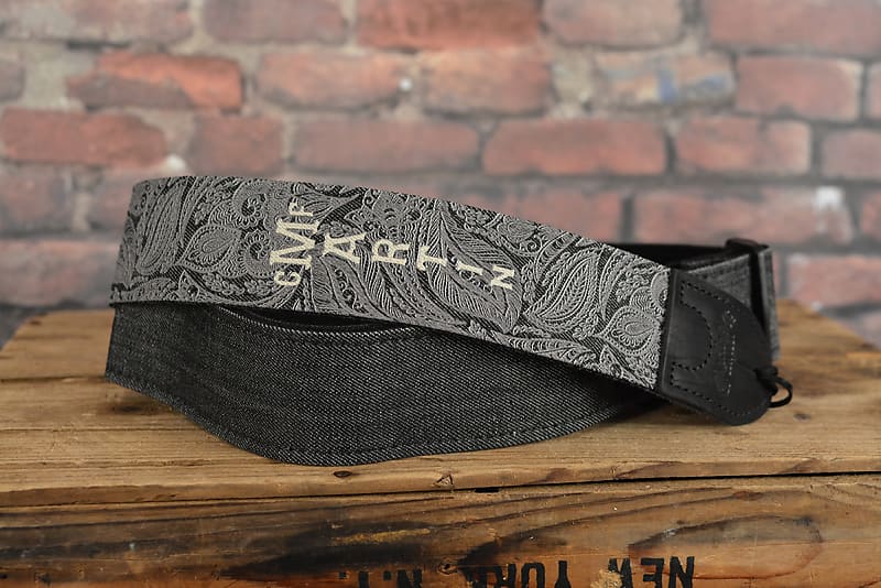 Martin 18A0109 Scroll & Leaf Pattern Denim Premium Guitar Strap w Built in Pick Holder FREE Shipping image 1
