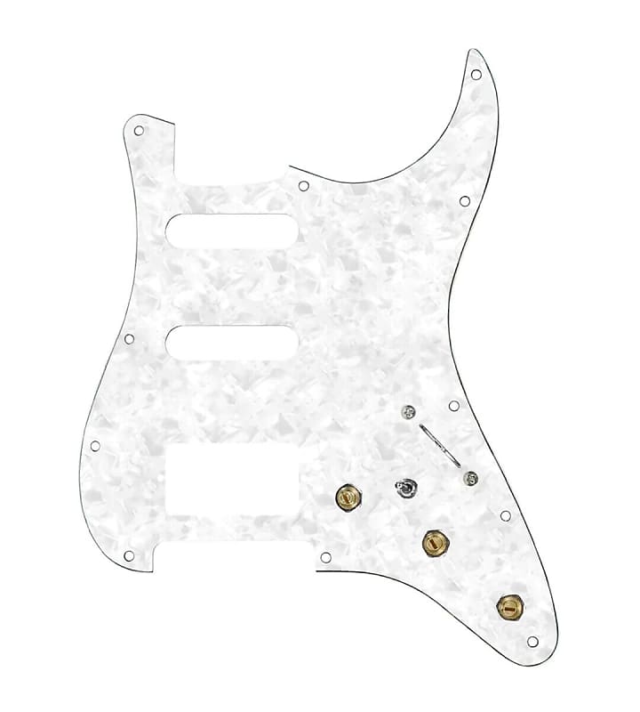 920D Custom 7 Way Pre-Wired HSS Strat Pickguard w/ Mini Toggle - White Pearl image 1