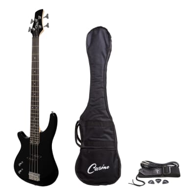 Casino '24 Series' Left Handed Tune-Style Electric Bass Guitar Set (Black) for sale