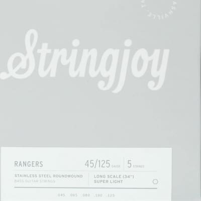Stringjoy Rangers 5-String Long Scale Stainless Steel Bass Strings, Super Light