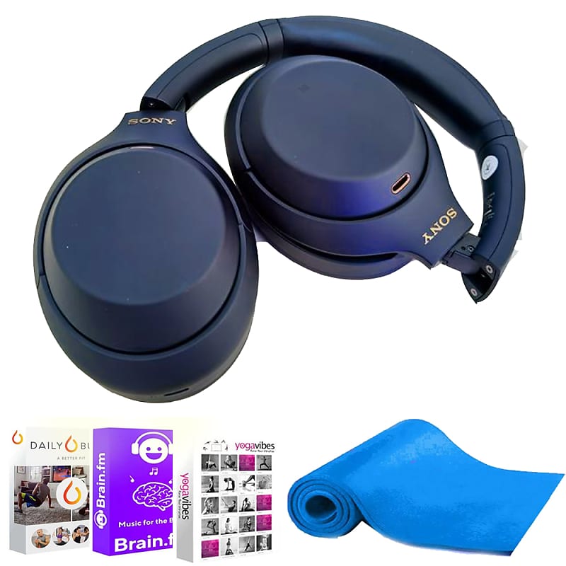 Sony WH-1000XM4 Wireless Noise Canceling Over-the-Ear Headphones with  Google Assistant and Alexa - Blue + Vivitar PFV8277 5mm High Density Foam