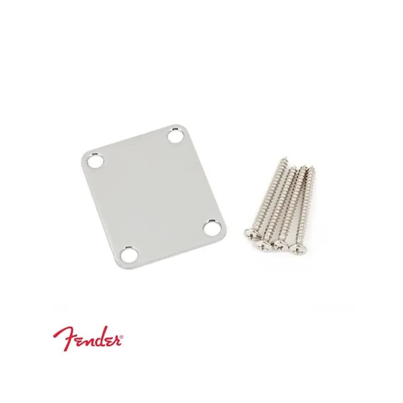 Plaque Manche Fender 3 vis pour Stratocaster et Telecaster 70s F-Logo  Chrome Neck Plate 005-4525-049