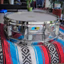 Ludwig No. 400 Supraphonic 5x14" 10-Lug Aluminum Snare Drum with Pointed Blue/Olive Badge 1969 - 1979 - Chrome-Plated