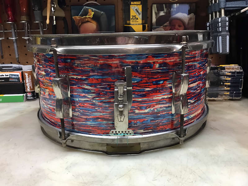 Ludwig WLF 6.5”x14” Snare Drum 1950’s Red Psychedelic Mod Fade image 1