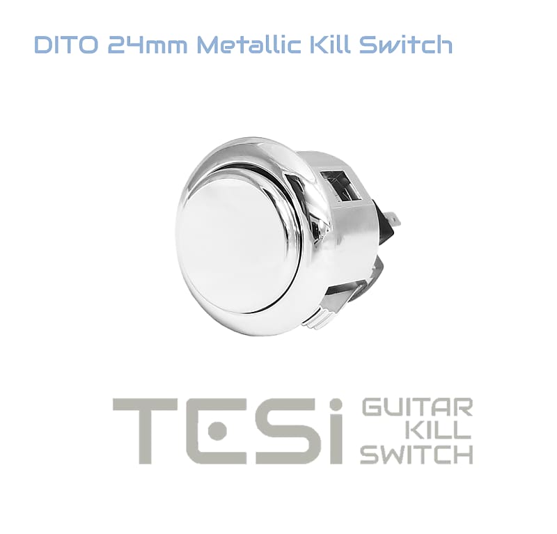 Tesi DITO 24MM Metallic Momentary Arcade Button Guitar Kill Switch Chrome image 1