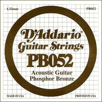 D'Addario PB052 Phosphor Bronze Wound Acoustic Guitar Single String .052 image 1