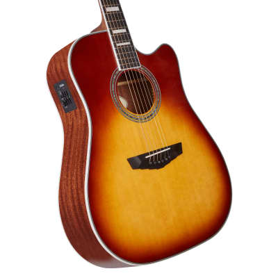 D'Angelico Premier Series Bowery Cutaway Dreadnought Acoustic-Electric Guitar Iced Tea Burst for sale