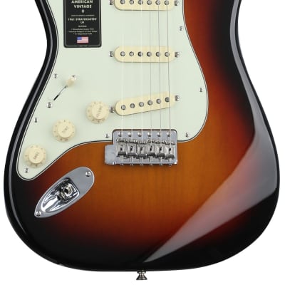 Fender American Vintage II 1961 Stratocaster Left-handed Electric Guitar - 3-tone Sunburst  Bundle with Fender 2" Polyester Logo Strap - Black with White Logo... (4 Items) image 2
