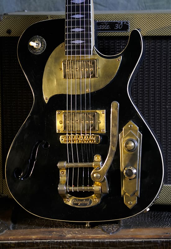 Postal Black Delta Zephyr Gold Bigsby Brass Pickguard Reverb