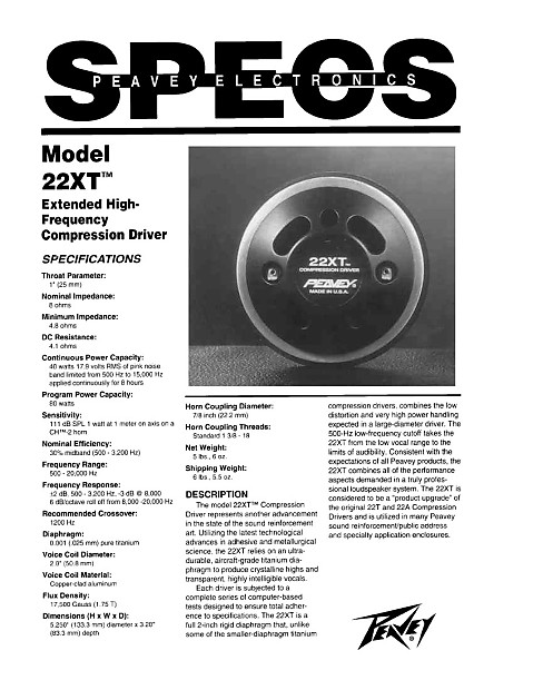 Peavey 22XT Diaphragm Replacement Kit | Reverb