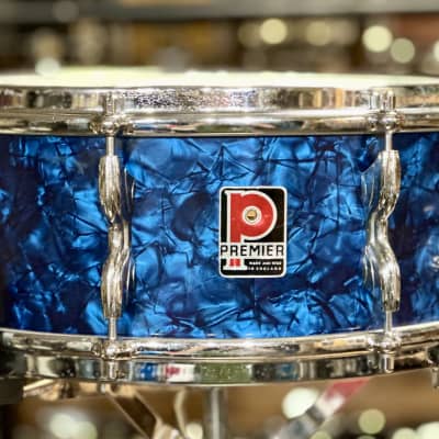 Premier Royal Ace 5.5" X 14" Vintage Snare Drum -Blue Pearl-Good Condition image 1