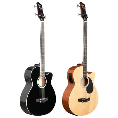 Glarry GMB101 4 string Electric Acoustic Bass Guitar w/ 4-Band Equalizer EQ-7545R 2020s - Black image 16