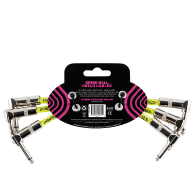 Ernie Ball 6" Angle / Angle Patch Cable 3-Pack - White image 2