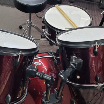 Groove Percussion 5 Piece Drum Set w/stands & Cymbals - Red | Reverb