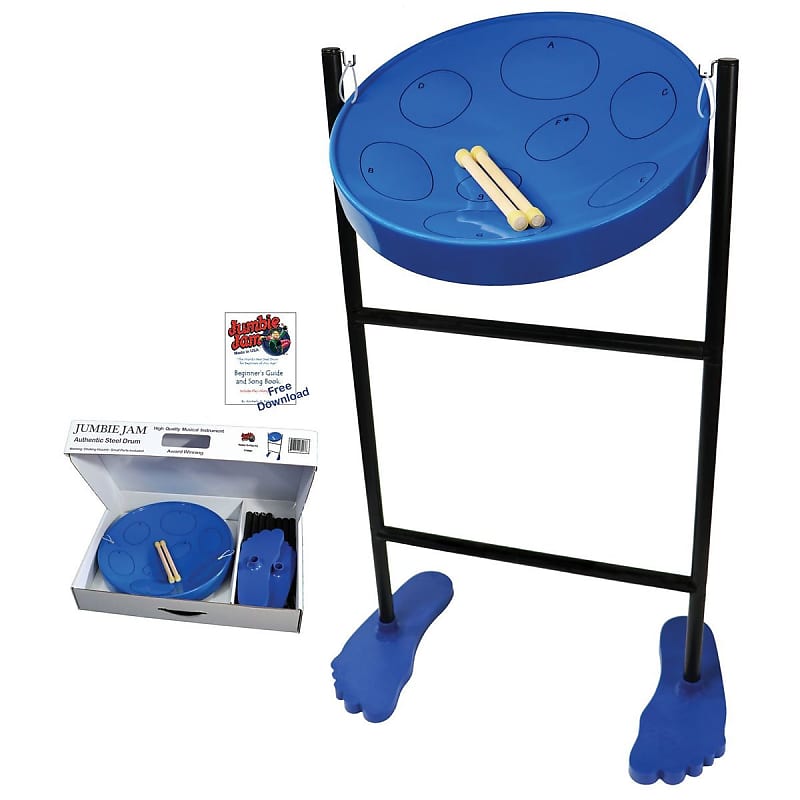 Panyard Jumbie Jam Steel Drum Kit Tube Floor Stand Blue Pan Reverb