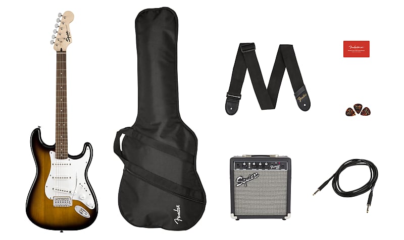 Fender Stratocaster Pack, Laurel Fingerboard, Brown Sunburst, Gig Bag, 10G - 120V image 1