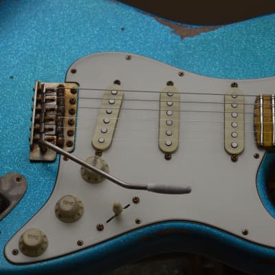 American Fender Stratocaster Performer Custom Relic Nitro Blue Sparkle image 15