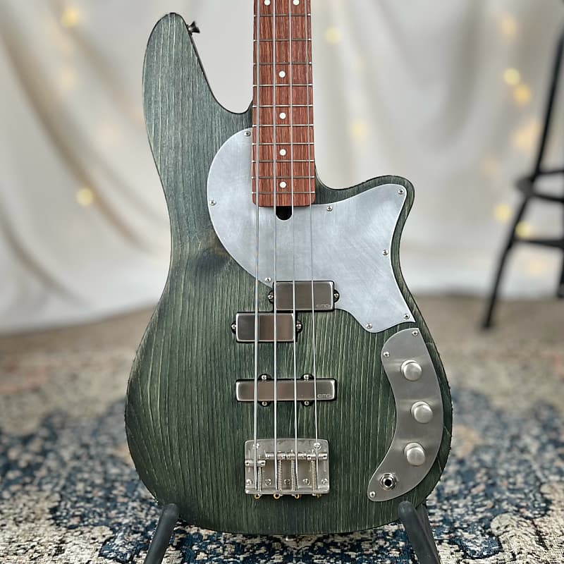 Offbeat Guitars Roxanne PJ 32" Medium Scale Bass in Deep Forest on Pine with EMG Brushed Chrome PJ Pickups, Gotoh Hardware image 1