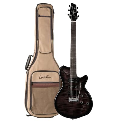 Godin 025503 xtSA Trans Black Flame 6 string Electric Guitar with Case (Demo Unit) image 1