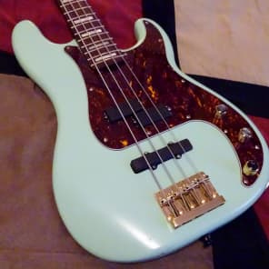 Fender / Warmoth FRANKENSTEIN PJ bass  Surf Green with Wenge neck block inlays image 8
