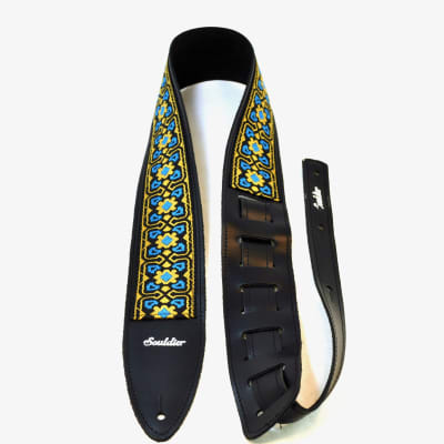 Souldier 'Torpedo' Leather Guitar Strap - Fillmore Gold & Turquoise image 2