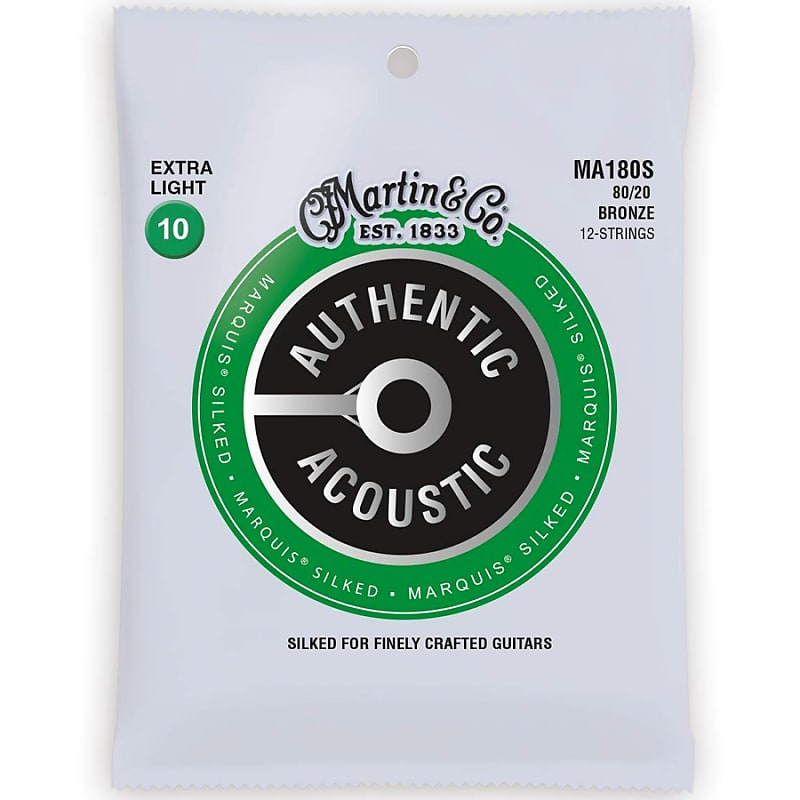 Martin MA180S 12-String Silk Authentic Strings - Extra Light .010-.047 image 1