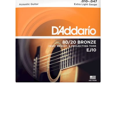 D'Addario EJ10 Bronze Extra Light Acoustic Guitar Strings, 10-47 2000 - 2020 - Bronze