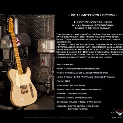 Fender 2011 Fender Custom Shop Esquire Relic LTD Desert Sand - Relic Ltd Desert Sand image 16