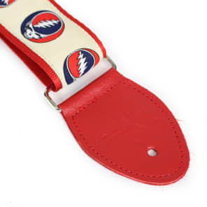 Souldier "Steal Your Face" Grateful Dead 2" Guitar Strap in Tan with Red Ends image 2