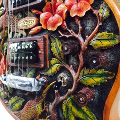 Blueberry Guitar Electric Birds and Flowers 2022 - Hand Carved & Handmade image 6